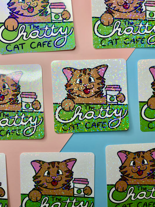 The Chatty Cat Cafe - Holographic Sticker